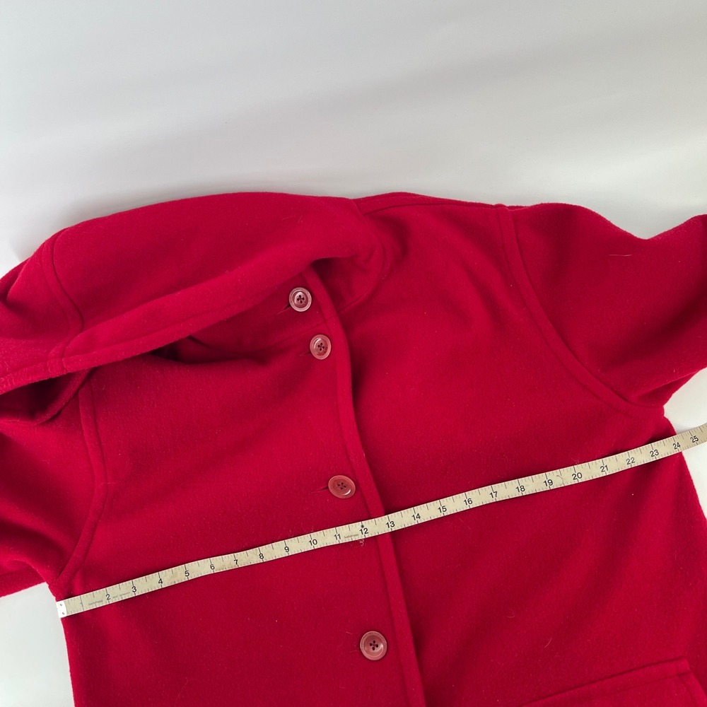 Vintage Eddie Bauer Wool Hooded Coat Womens Petite M Red Hong Kong 80s 90s - Picture 5 of 7